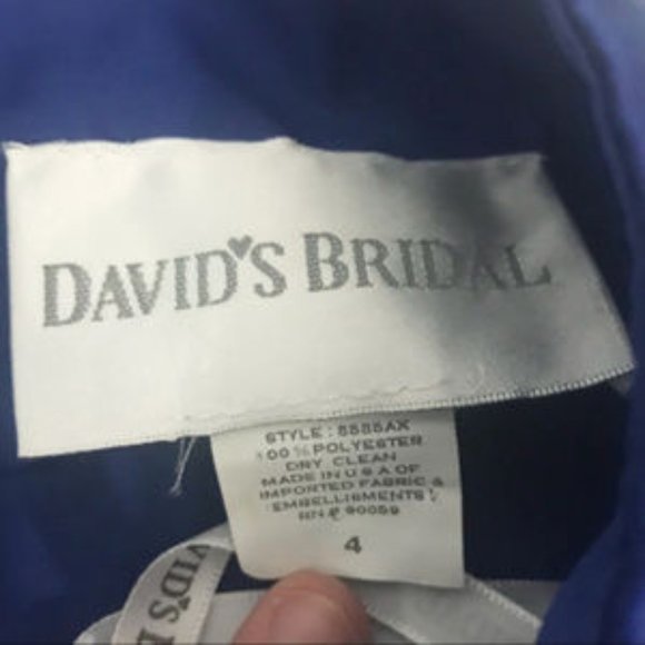 David’s Bridal Blue Spaghetti Strap Satin Dress 4 - Picture 5 of 5